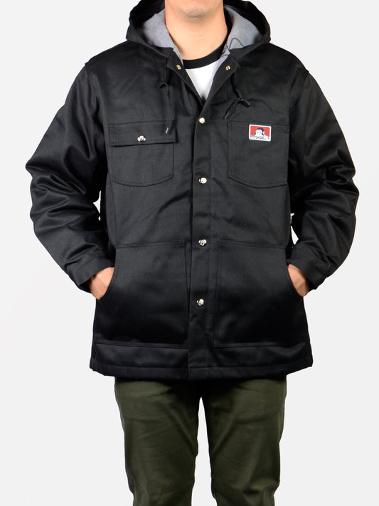 Ben Davis Hooded Jacket – Front Snap - Black