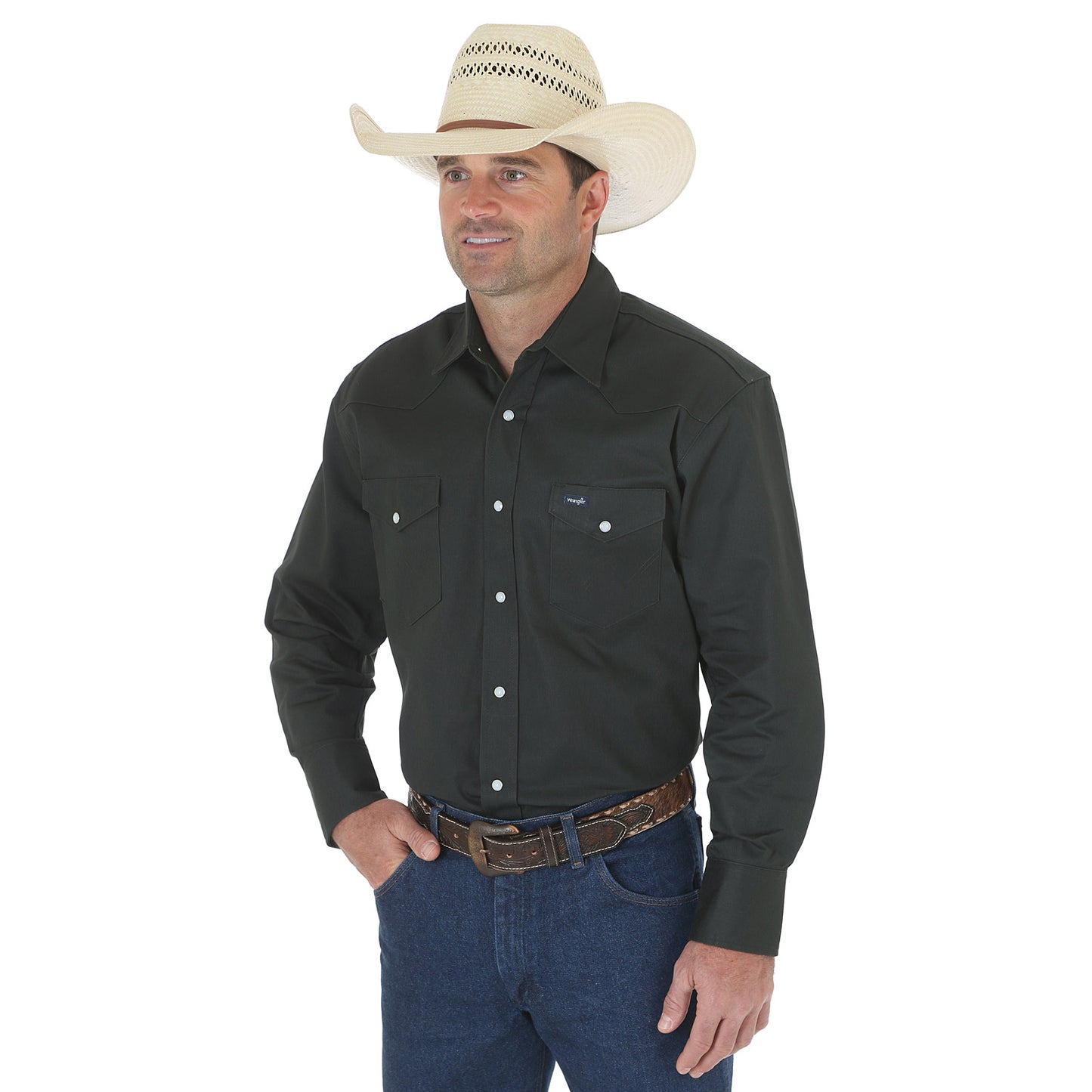 Wrangler MS7 Cowboy Cut Firm Finish Long Sleeve Work Western Shirt