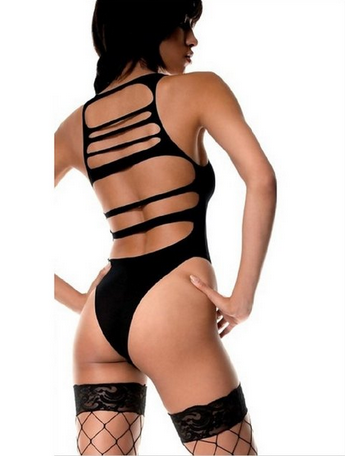 MUSIC LEGS Women's Opaque Strappy Back Teddy